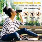 Black Rippled Double Wall Paper Cups, Disposable Coffee Cups, Paper Cups for Christmas Party and Daily [With Lids]