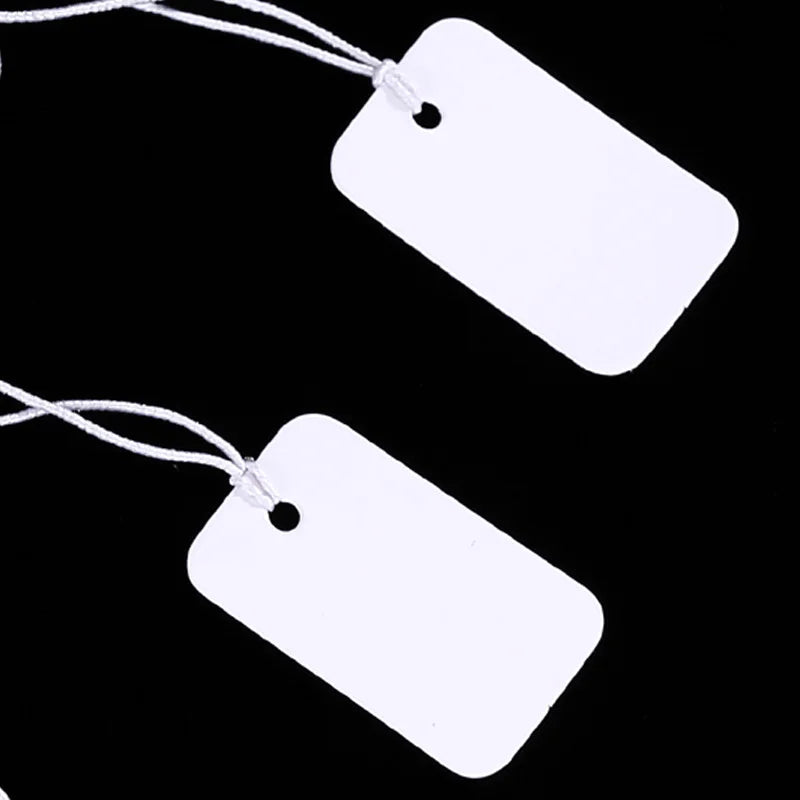 100pcs Jewelry and Jewelry Small Tags DIY Blank Hanging Rope Small Hang Tags Cowhide Elastic Thread Hanging Tags Price Tag