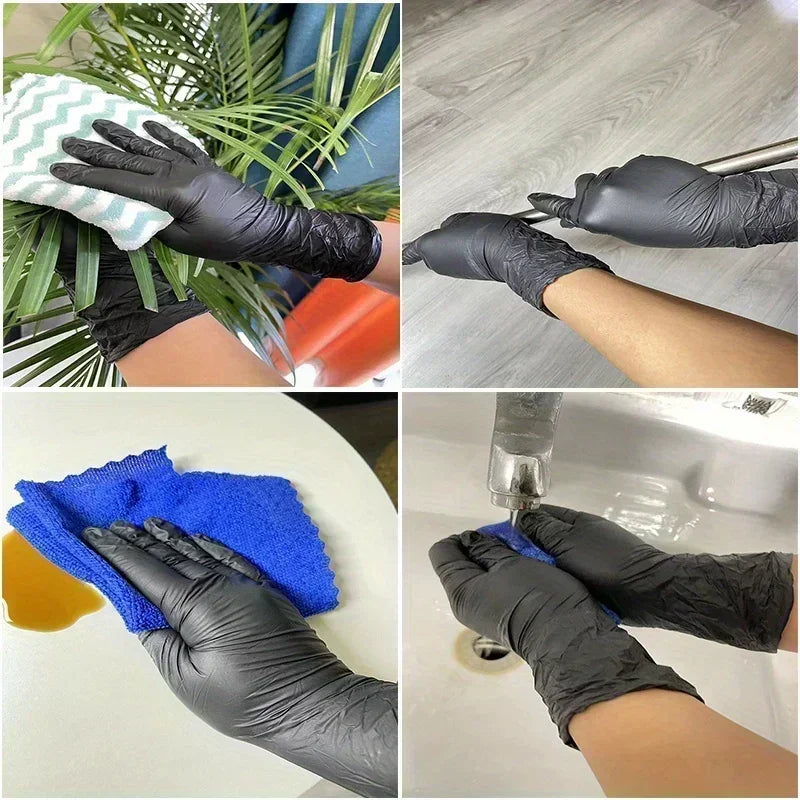 Portable Black Composite Nitrile Rubber High-Elasticity Disposable Gloves Food Work Latex Gloves Cleaning Waterproof Gloves