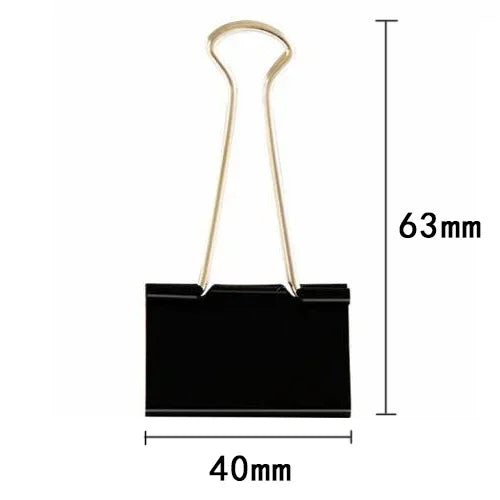10PCS Metal Paper Clip 19 25 32 41 51mm Foldback Metal Binder Clips Black Grip Clamps Paper Document Office School Stationery