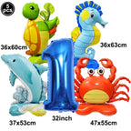 Ocean Animals Theme Disposable Tableware Plates Napkins Cup Paper Straws Whale Turtle Balloon Under The Sea Birthday Party Decor