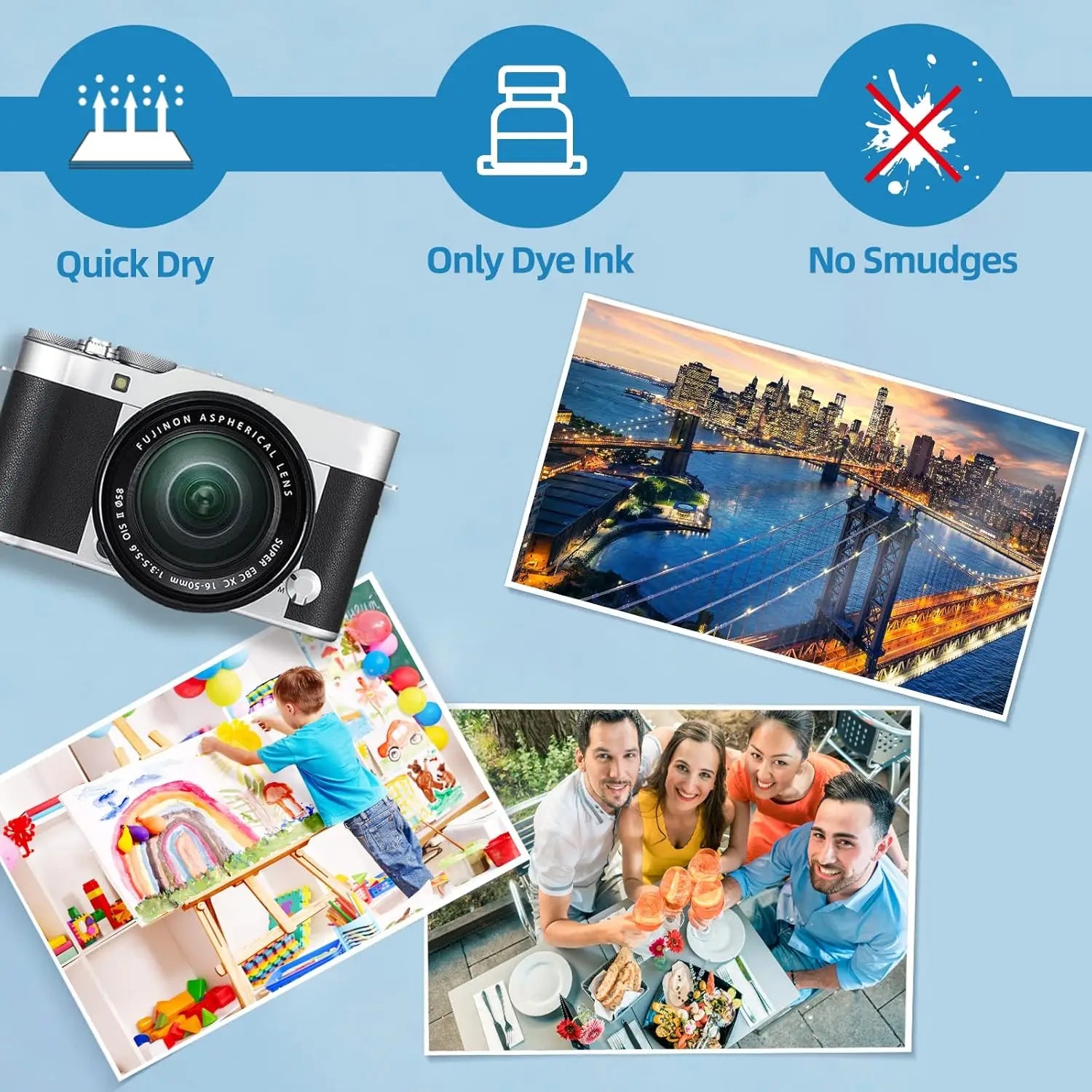 120GSM 50 Sheets A4 Double-Sided Photo Paper High Glossy Photographic Paper 8.3x11.7 Inch Compatible with Inkjet Printer