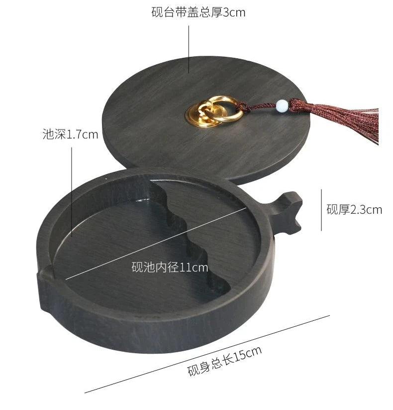 Natural Raw Stone Fish-shaped Ink Slab Multifunctional She Ink Stone Exquisite Traditional Portable Inkstones Beginners Students