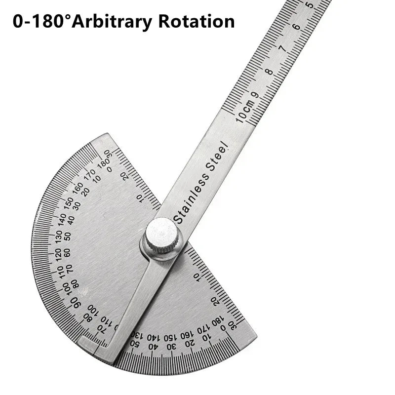 180 Degree Protractor Metal Angle Finder Angle Ruler Woodworking Tools Measuring Ruler Angle Meter Stainless Steel Goniometer