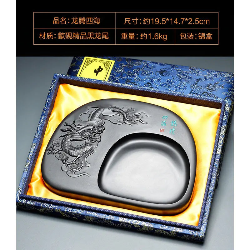 Exquisite Traditional Portable Lightweight Calligraphy Inkstones Huizhou Ink Slabs Perfect for Brush Writing Students Inkstone