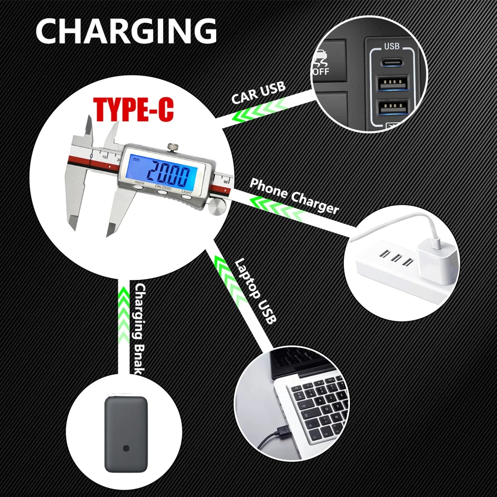 MaxGeek Rechargeable Digital Vernier Caliper with Back Light Function USB-C Charging Measuring Tools 150mm/200mm/300mm