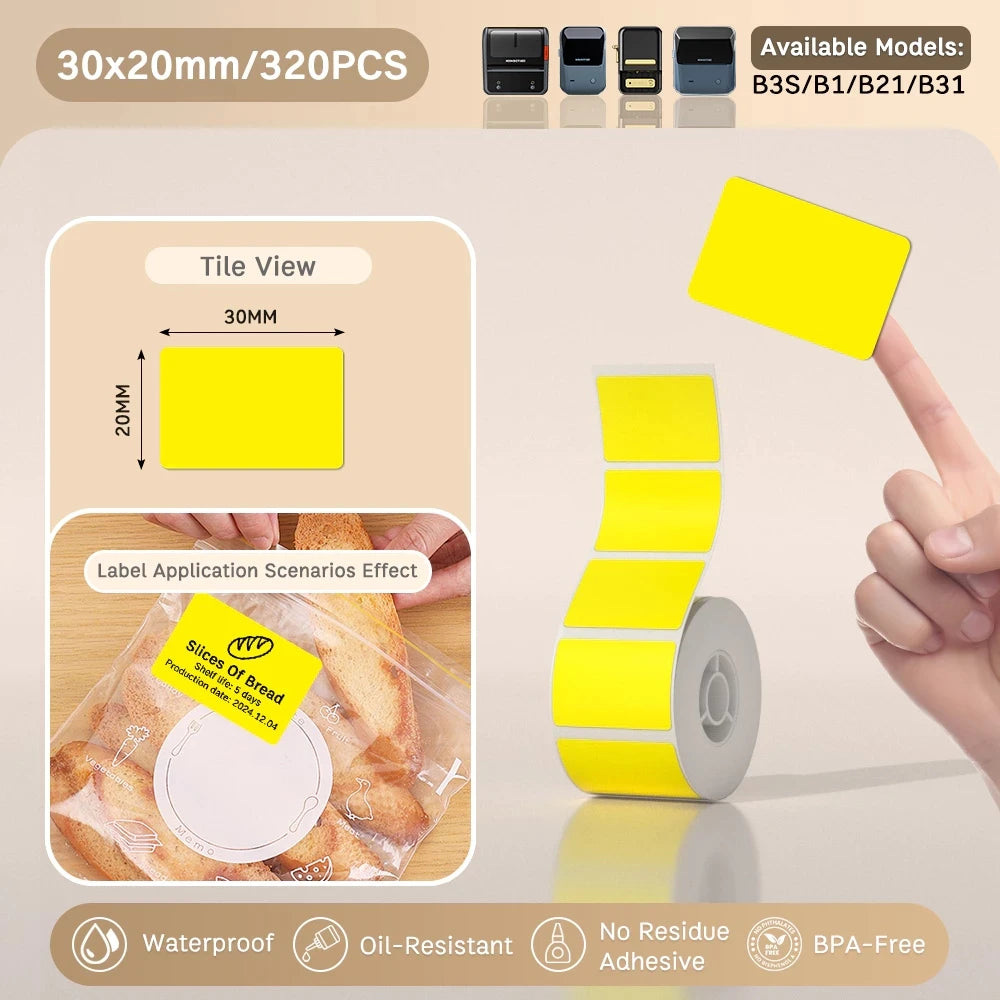 NIIMBOT B21/B203/B3S Colored Label Machine Printing Paper Self Adhesive Label Waterproof Oil Resistant Tear Resistant Label