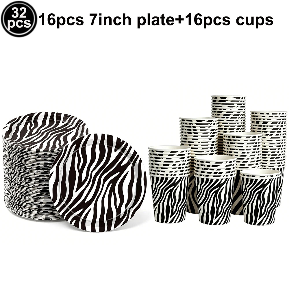 Jungle Safari Wild Animal Party Supplies Disposable Jungle Zoo Animal Print Paper Plates Napkins for Birthday Party Baby Shower