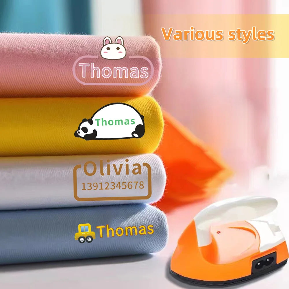 Custom Clothes Ironing Name Sticker Personalized Washable Stickers  Heat Transfer Labels on Fabric Clothing Babysuit Tags