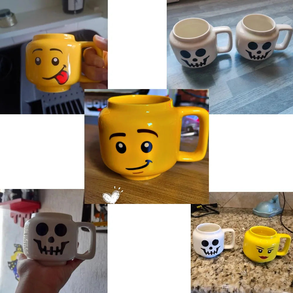 Cute Cartoon 250ML Mug Cups Ceramic Coffee Milk Tea Drinkware Impish Expression Pattern for Couple Friend Christmas Gifts Travel