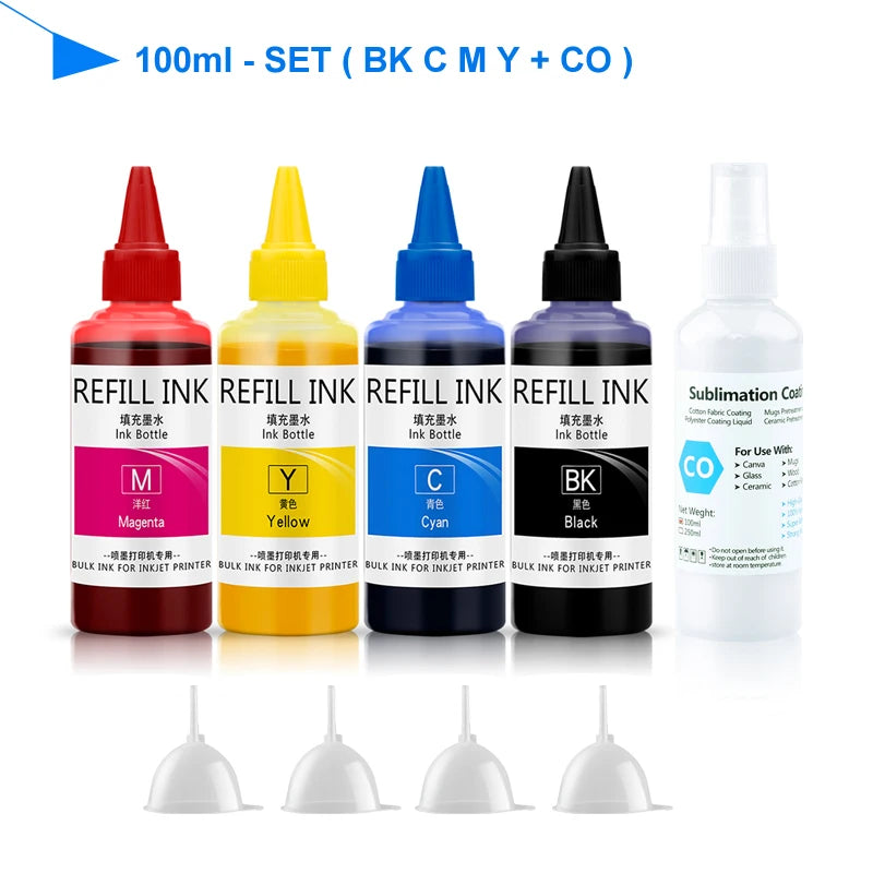 Universal Sublimation ink with Coating for Epson desktop printer heat transfer for T-shirt face mask cotton Mugs 100ml