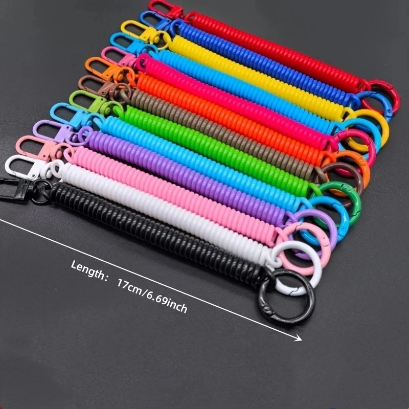 Colorful Spring Coil Lanyard DIY Phone Tether Keychain Pendant Earphone Holder for Mobile Case Accessory