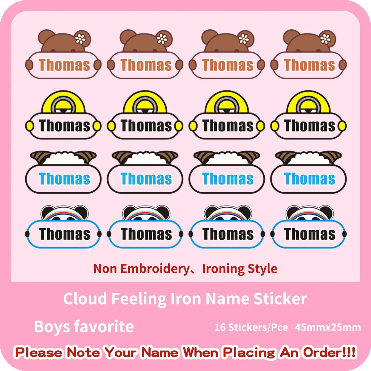 Custom Thermal Embroidery Iron Name Tag Sticker Personalized Washable Sewing Clothing Children Stickers Clothes Babysuit Labels