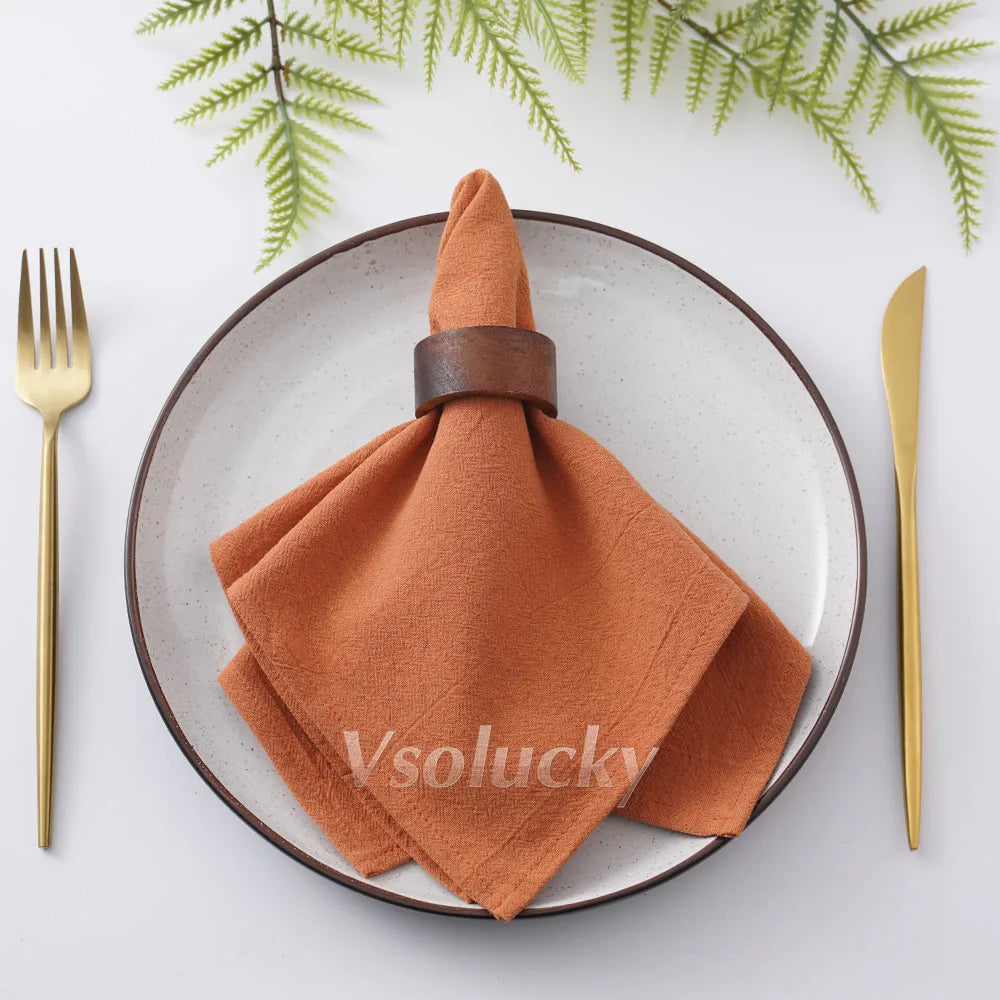 Cloth Napkin 40x40cm Washed Cotton Plain Washed Cotton Soft Rustic Table Napkin for Wedding Christmas Party Daily Family Meals