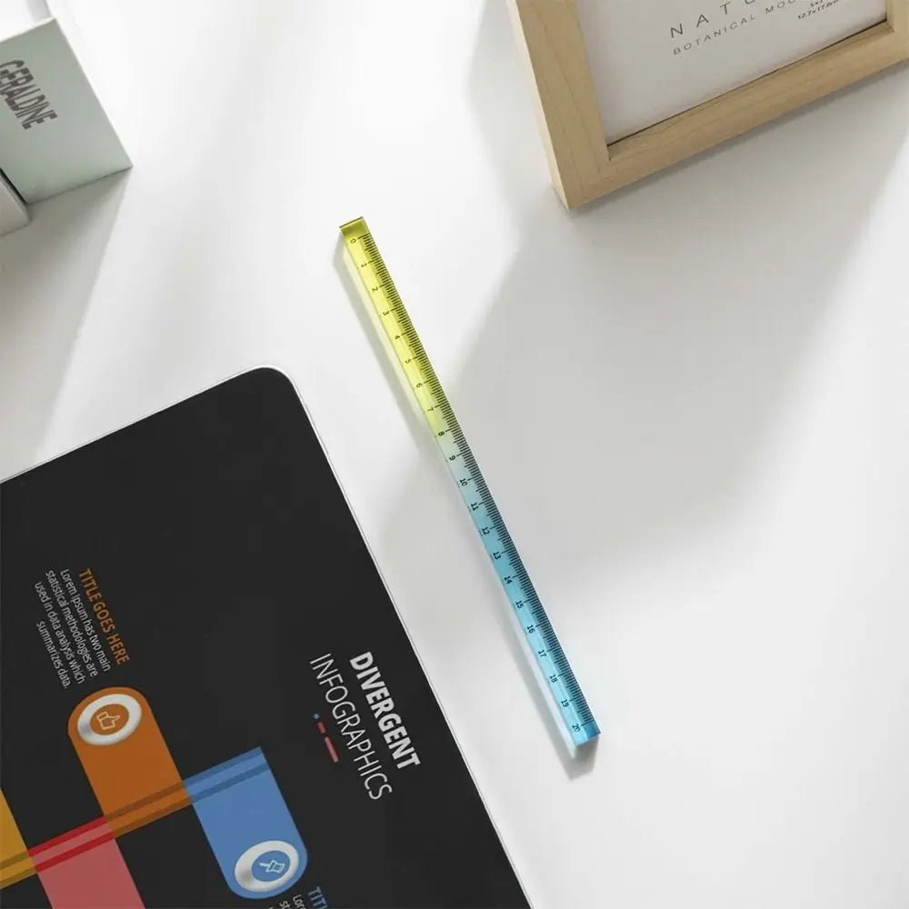Transparent Straight Ruler High Quality 20CM Acrylic Scale Ruler Gradient Color Quadrangular Ruler Creative Stationery