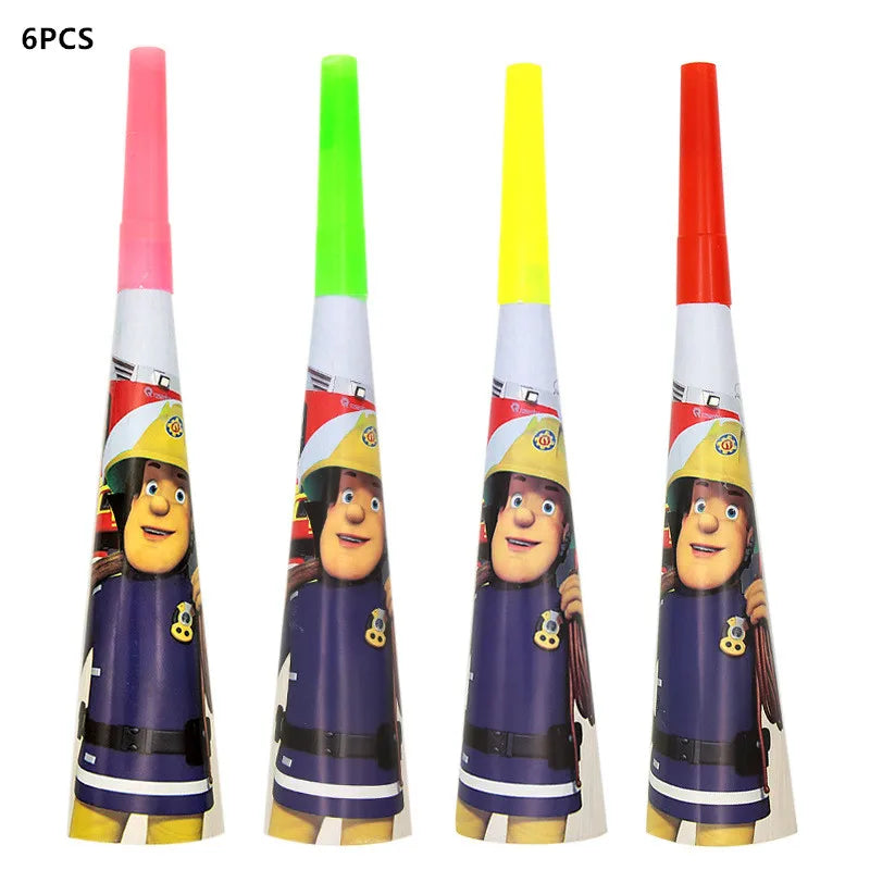 108*180cm Fireman Sam Party Supplies Disposable Tablecloth Firefighter Plastic Table Cover Fire Truck Birthday Decoration