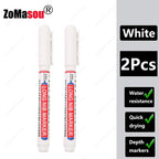 1-90Pcs Waterproof White Long Head Markers Pen 2cm Woodworking Deep Hole Marker Pens Metal Carpenter Black/Red/Blue/Green Ink