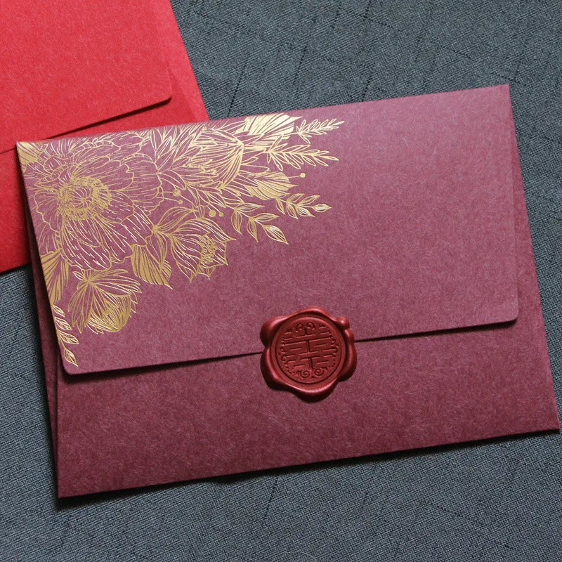 10pcs/special Paper Card Hot Stamping Invitation Letter Envelope, Pearl Paper Packaging Thick Envelope