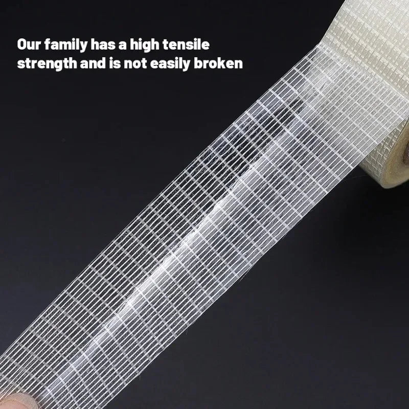 20-80M Fiberglass Transparent Mesh Tape for Wood Plastic Glass Metal Battery Insulating Tape Waterproof Single Side Packing Tape
