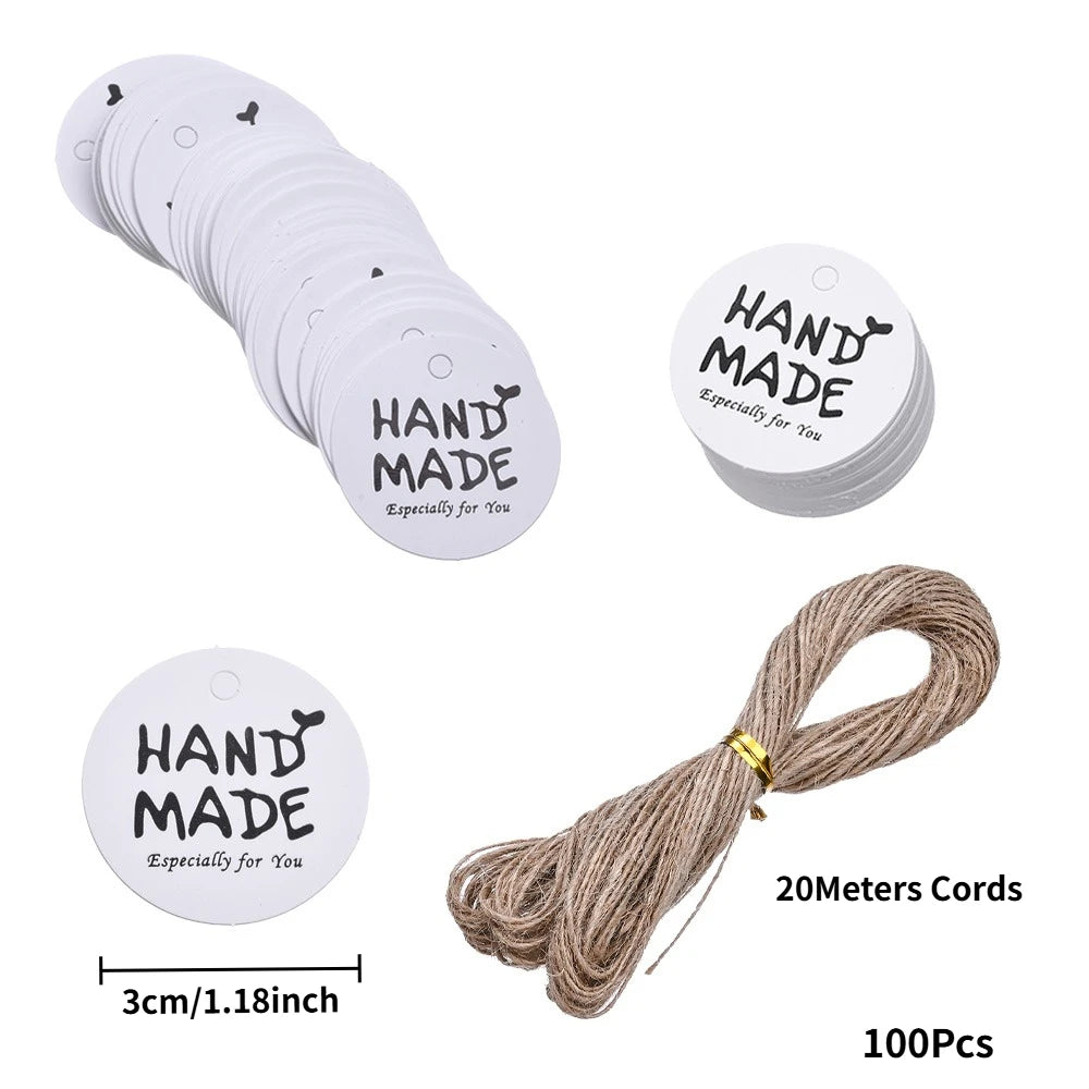 Kraft Paper Tags With Strings Handmade With Hang Garment Tags For Jewelry Crafts Price Candy/Gift/Cookies Display Label Card