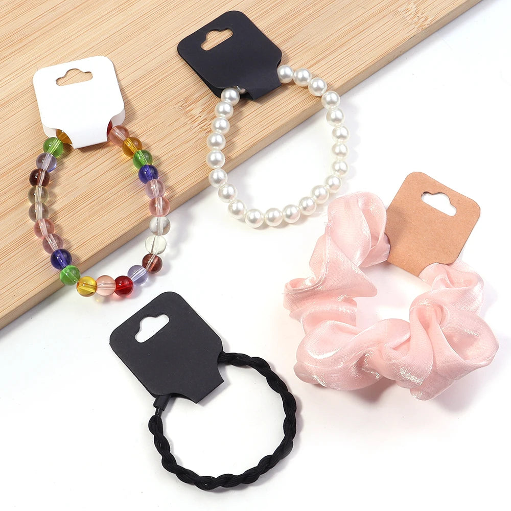 50pcs 9x3.4cm Foldable Kraft Paper Packing Cards for DIY Jewelry Display Holders Handmade Necklace Bracelet Retail Price Tags