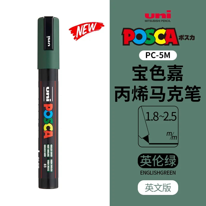 uni POSCA POP Water-Based Marker,Assorted Colors PC-1M/3M/5M 0.7~2.5mm Tips Professional Acrylic Paint Pen for Artists&Designers