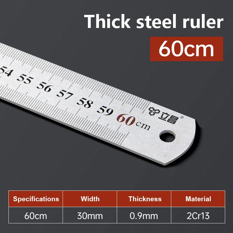15cm/20cm/30cm/40cm/50/60cm Metal Ruler Stainless Steel Straight Ruler Measuring Ruler Precision Double Sided Measure Ruler Tool