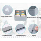 Foldable 6/12pcs Underwear Organizer Set • Hard Storage Boxes for Bra Socks • Drawer/Closet Clothes Organizers