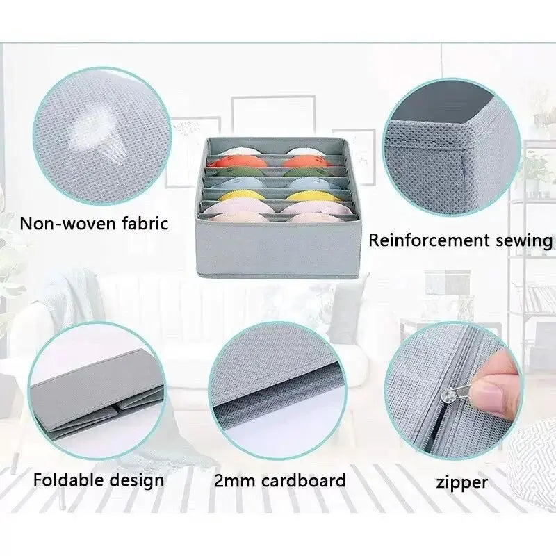 Foldable 6/12pcs Underwear Organizer Set • Hard Storage Boxes for Bra Socks • Drawer/Closet Clothes Organizers