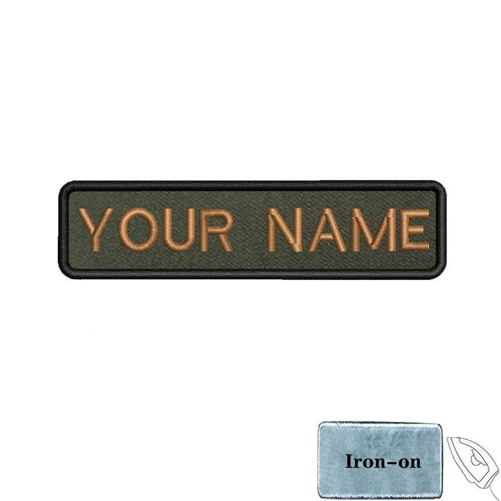 1PC 10cmX2.5cm Custom Personalized Name number Patch Stripes Badge tags chevrons Armband Iron On Or Hook Loop embroidered
