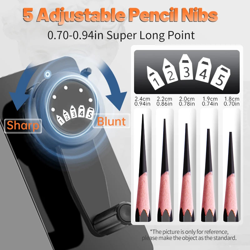 Black Pencil Sharpener Manual for Kids,Professional Adjustable Nibs,for Classroom,Home Use,Sketching Tools as Gift for Artists