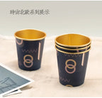 50pcs/pack 7oz/210ml Gold Foil Paper Cup Household Commercial High-end Disposable Cup Water Cup Tea Cup Coffee Cup Customization