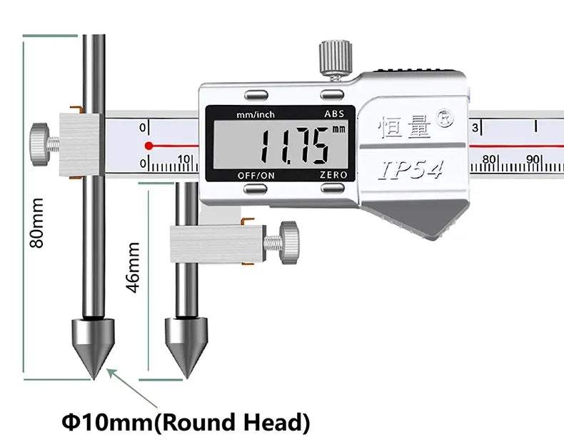 Round Hole Center Distance Digital Caliper 10mm 20mm Cone Probe Measuring Hole Center Distance Hole Distance Center Line Caliper