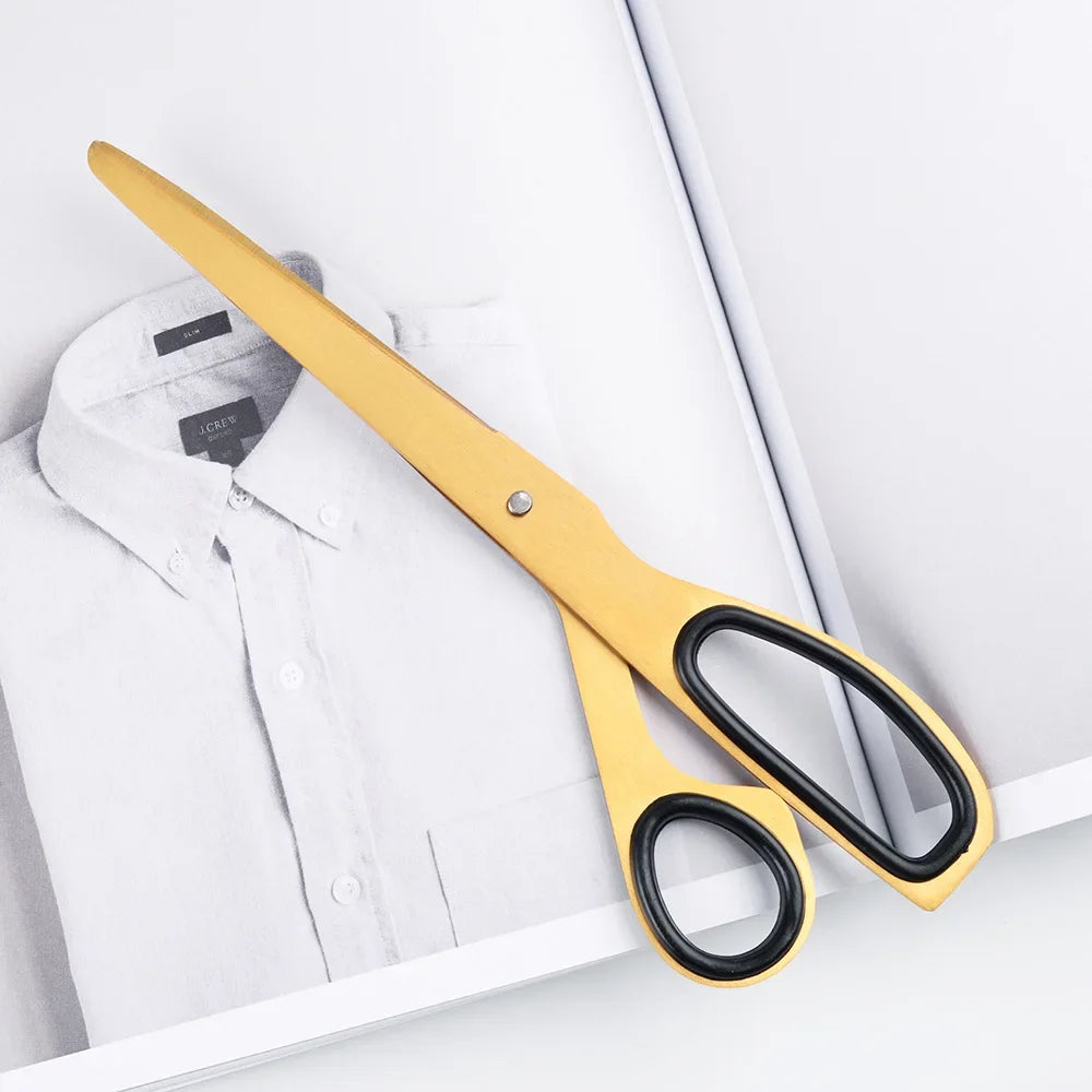 Fromthenon Golden Brass School Scissors Asymmetric Scissors Minimalist Design Office Household Scissors Kawaii Korean Stationery