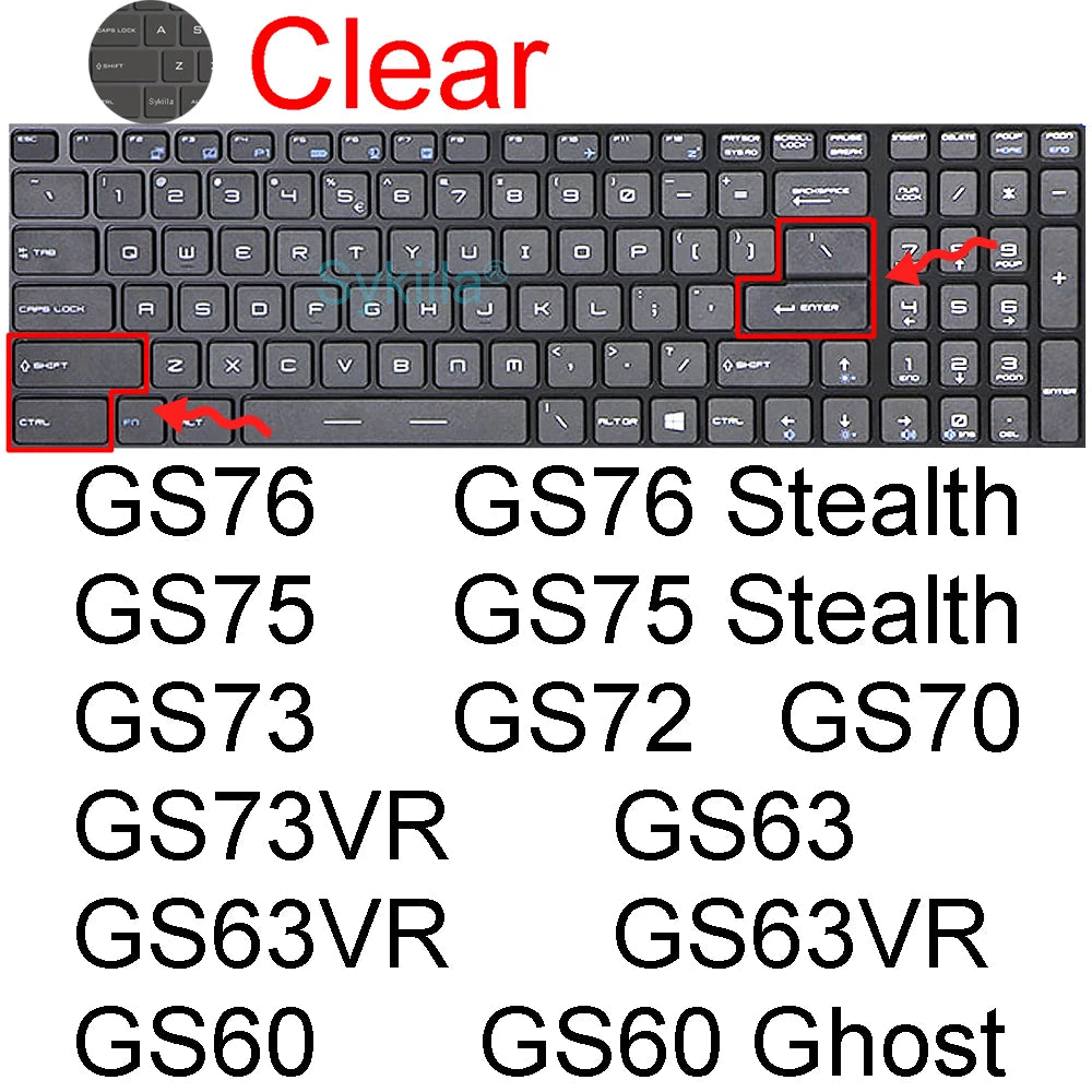 Keyboard Cover for MSI GF65 Thin GF63 GF75 Thin GF72 GF72VR GF62 GF62VR Silicone Protector Skin Case Gaming Laptop 15.6