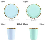 10pcs/set Disposable Birthday Tableware Cup Paper Plate Straws Birthday Party Wedding Decoration Kids Baby Shower Party Supplies