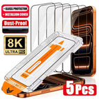 Dust Free Easy Installation HD Screen Protectors For iPhone 18 Pro Max 17 Pro Max 16 Pro 15 14 13 12 11 XR X Air Tempered Glass