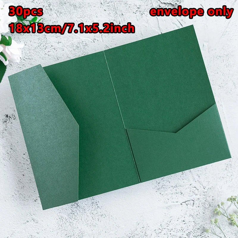 30pcs 18x13cm Green Envelopes for Wedding Invitation Small Business High-grade 250g Paper Stationery Supplies Storage Bag