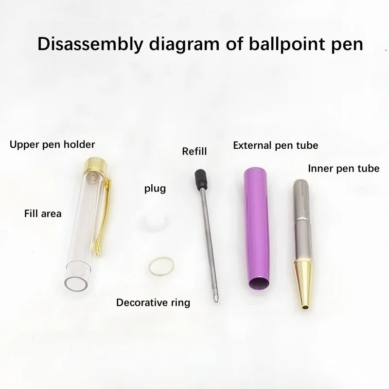 10 Pieces of Ballpoint Pens DIY Empty Pen Barrels for Handmade Quicksand Pens, Floating Flower Pens, Business Event Signature Pens, and Souvenirs