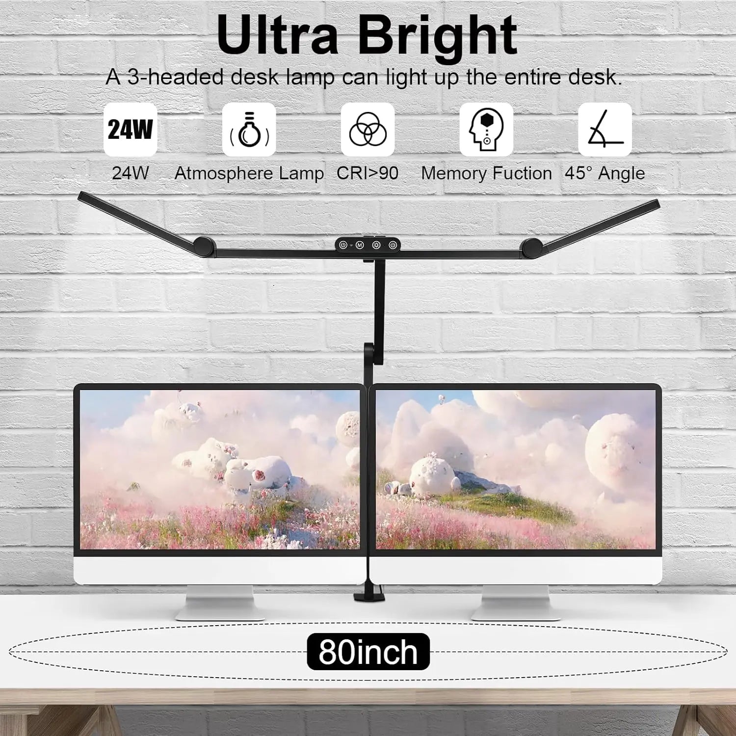 28.2" Large Transformable LED Desk Lamp with Clamp, Architect Ultra Bright 24W Light, Auto Dimming and Sensor Design for Office