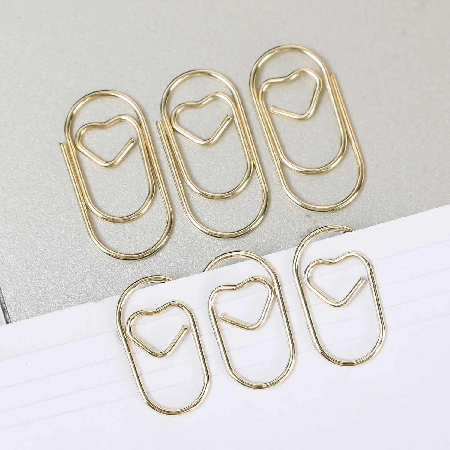 50/100Pcs 20mm Mini Metal Paper Clip Gold Heart Shape Clip Bookmark Binder Invoice PaperClips Office Supplies Student stationery