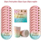 Pastel Rainbow Party Birthday Disposable Tableware Gold Dot Rainbow Gradient Paper Plate Cup Napkin Birthday Wedding Supplies