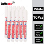 1-90Pcs Waterproof White Long Head Markers Pen 2cm Woodworking Deep Hole Marker Pens Metal Carpenter Black/Red/Blue/Green Ink