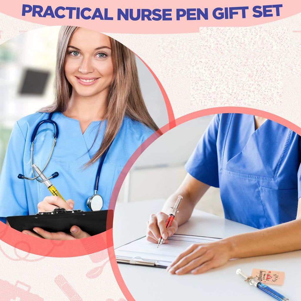 8Pcs Novelty Syringe Ballpoint Pens Cute Stationery Nurse Pen Ballpoint Pen 0.5mm Ballpen