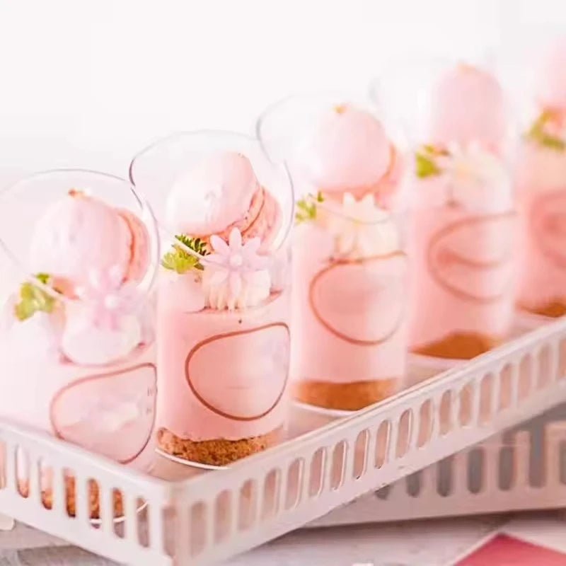 20/40PCS Disposable Dessert Cup Plastic Cup Tilted Circular Tasting Sample Birthday Wedding Appetizer Afternoon Tea Party
