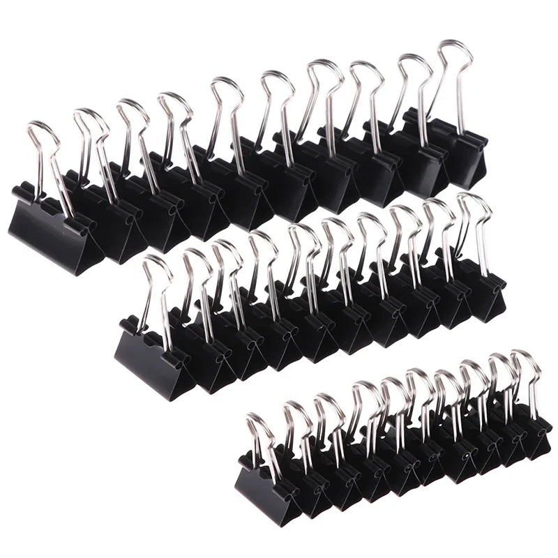 10/20/30/40/50Pcs Black Metal Binder Clips 25mm/ 32mm Notes Letter Paper Clip Office Supplies Binding Securing