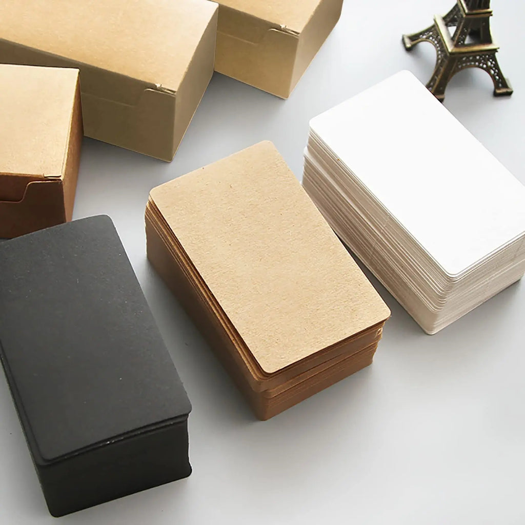 100pcs/Box Blank Kraft Paper Cards Mini Note Message Cards or Craft DIY Business Thank You Gift Label Learning Card 5x9cm