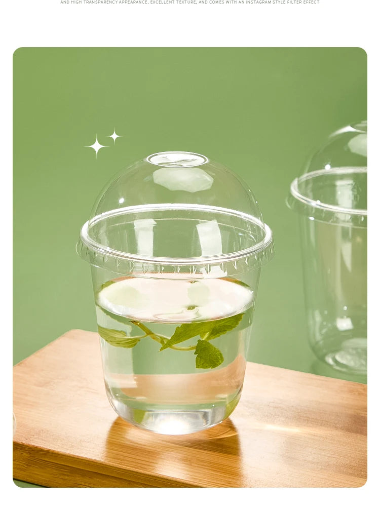 U Shaped Disposable Cold Drinks Plastic Cup 90 Caliber PET Material Transparent Coffee Cups with Lid Sealed Milk Tea Tumbler
