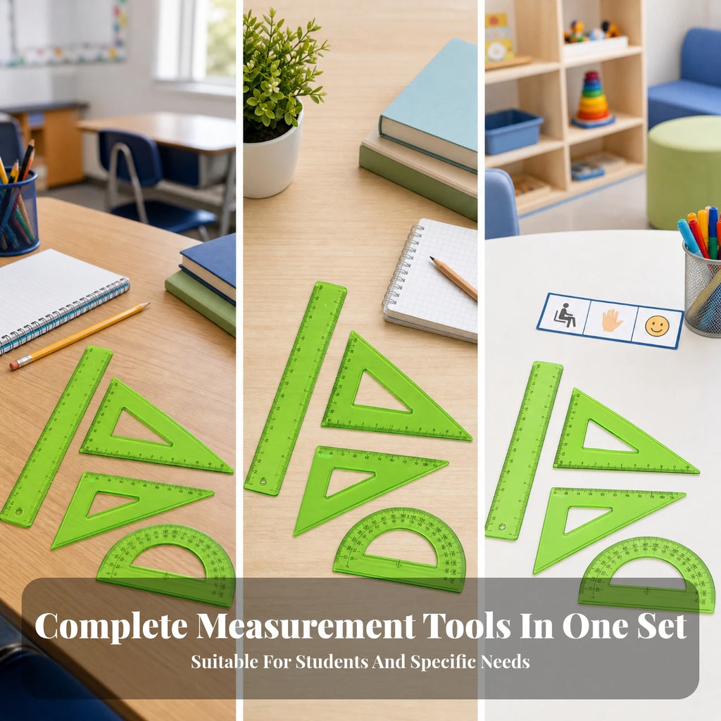 Blind Accessible Geometry Set Raised Markings Translucent Green Geometry Set