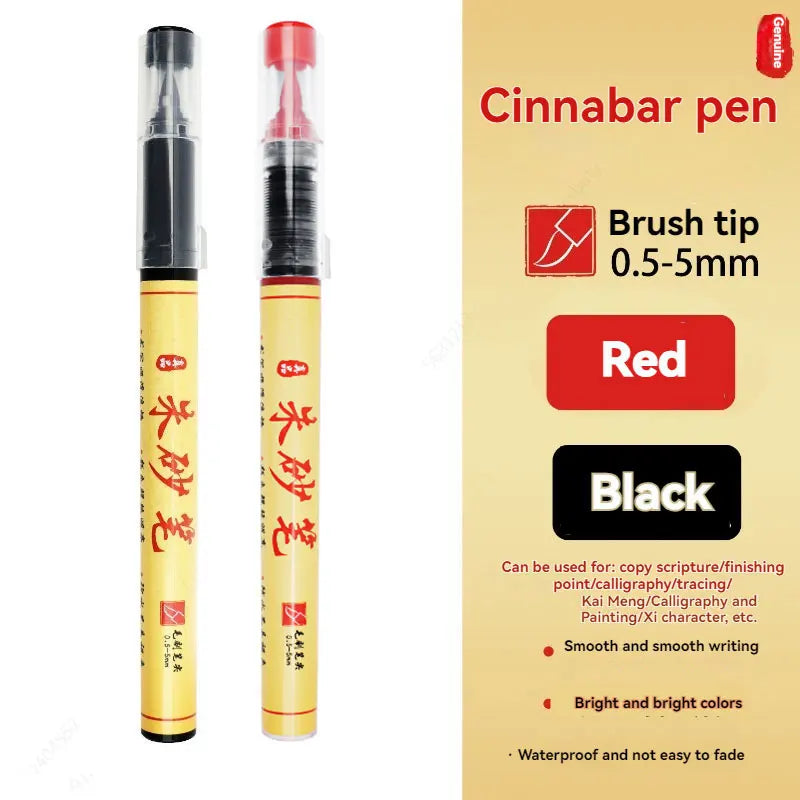1-5pcs Writing Blessing Pen Specialist Cinnabar Brush Study Utensils Calligraphy Practice Special Learning Tools Xuan Paper Pen